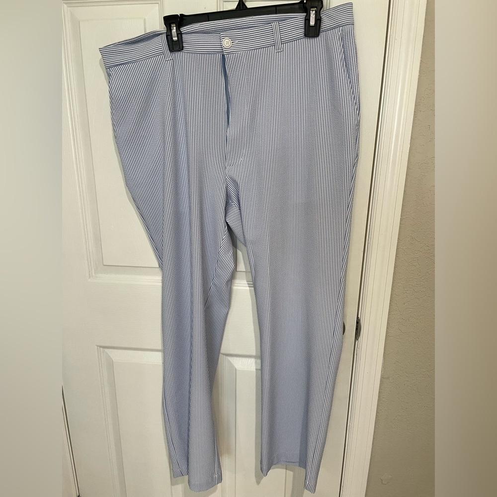 Blue and white stripe pants rountree & York